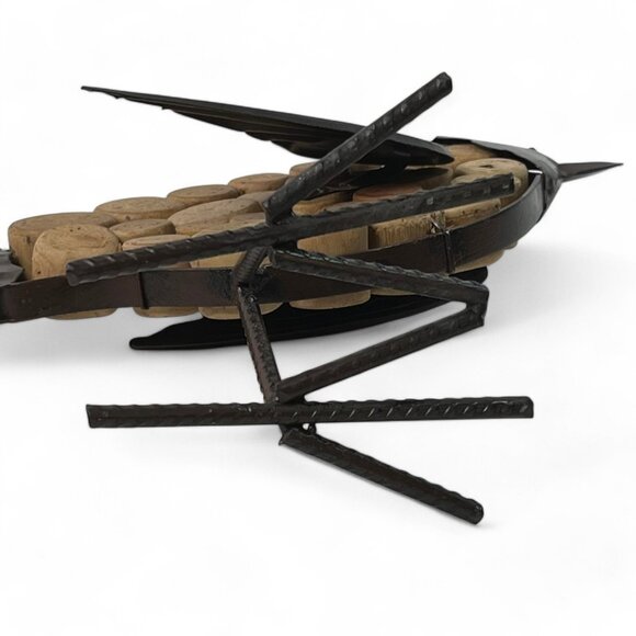 Handmade Metal W/Wood Circles Body Bird One of A kind Rebar legs Brown painted - Picture 9 of 9